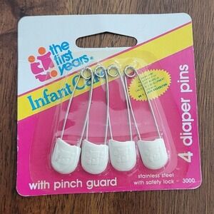 The First Years Cloth Diaper Pins 4 Pack With Pinch Guard Infant Care NOS
